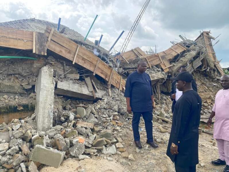Rivers: Fubara visits site of collapsed building [PHOTO]