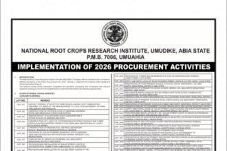 National Root Crops Research Institute Umudike Abia State Announces Implementation of 2026 Procurement Activities