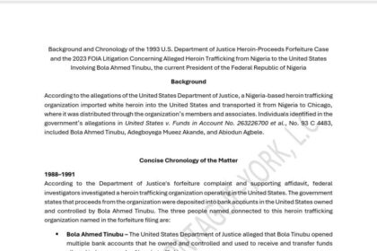 US firm submits Tinubu’s forfeiture case records to Trump, congress [PHOTO]