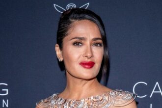 Salma Hayek Swimming In Tiny Orange Bikini Called ‘Most Beautiful Woman’