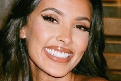 Maya Jama Ditches Bra In Daring Leather Cut-Out Dress